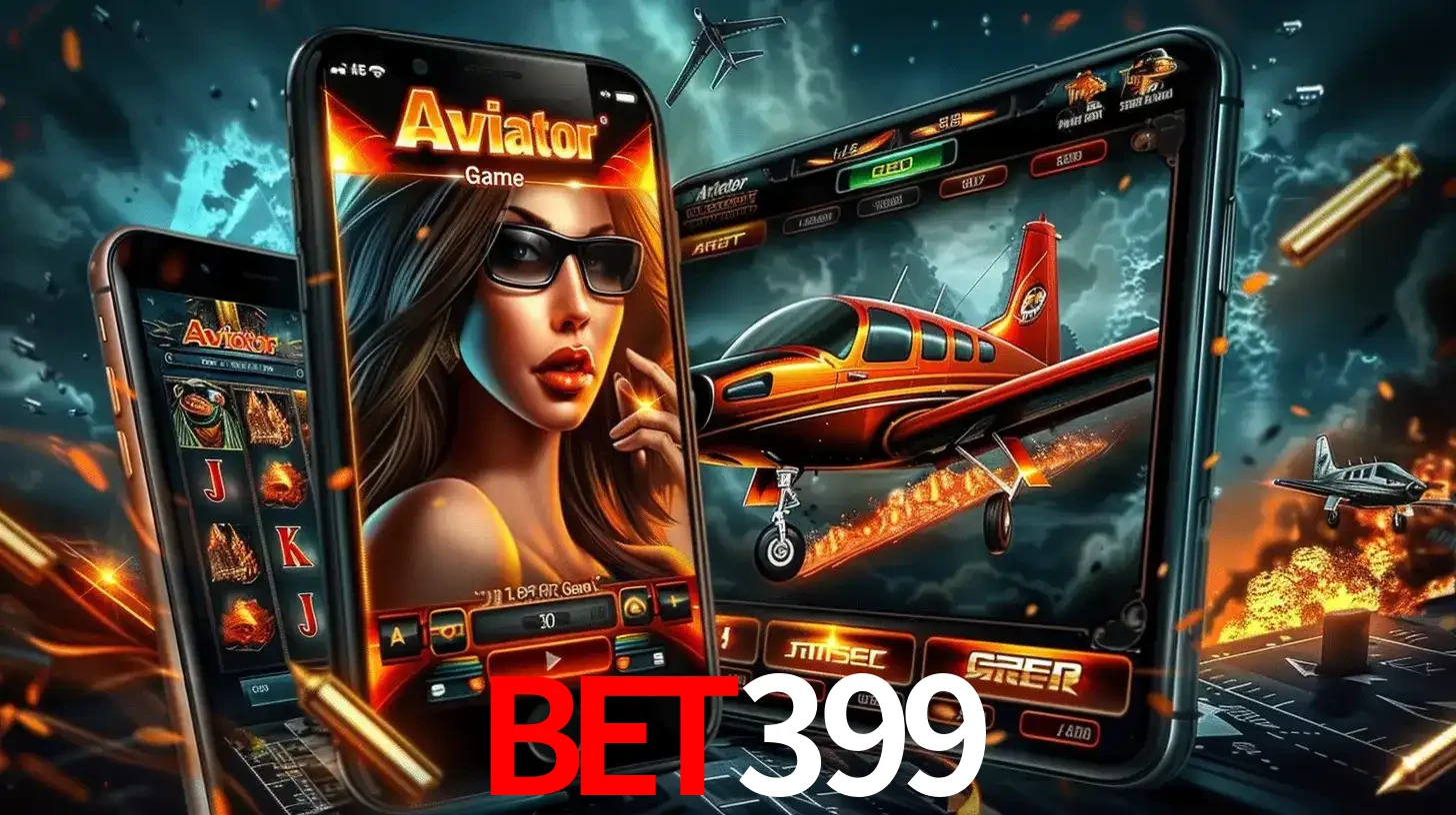 O popular jogo de apostas Aviator exibido em vários celulares e tablets, mostrando a interface emocionante e a ação de voo disponíveis para jogar agora no bet399.