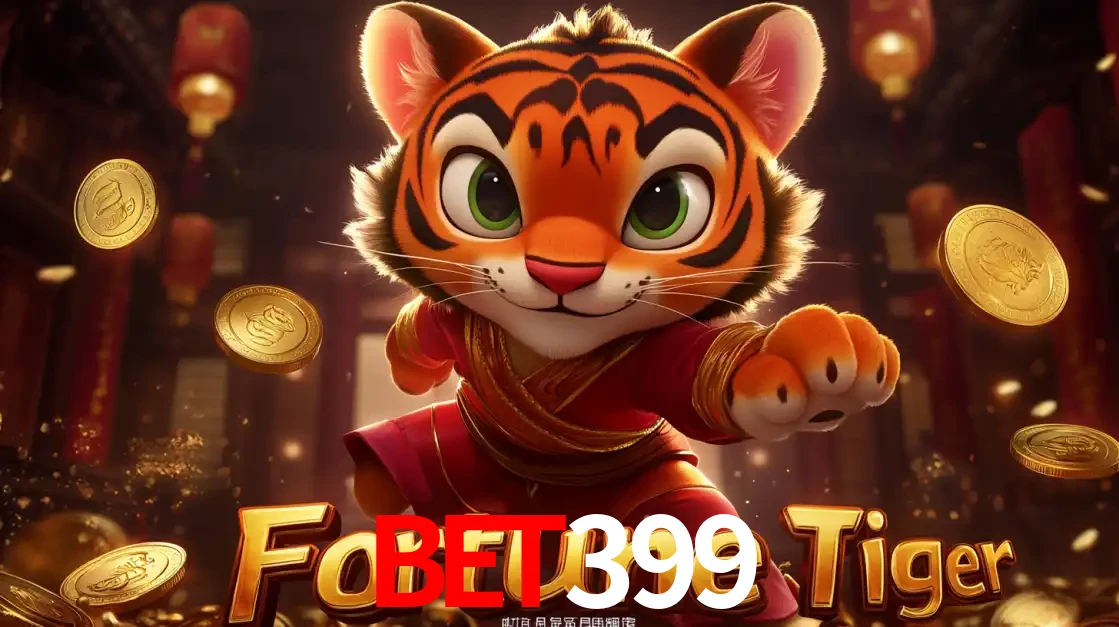 O carismático mascote do jogo de slot Fortune Tiger, um tigre fofo em pose de artes marciais, pronto para trazer sorte e multiplicadores de ganhos no cassino online bet399.